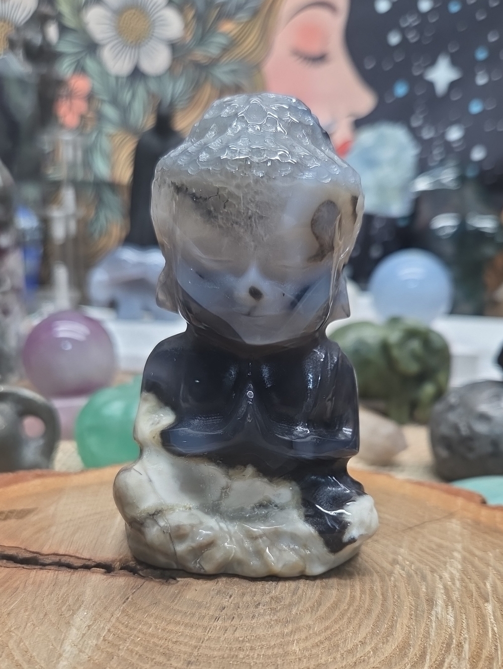 Volcano Agate Buddha Crystal Carving